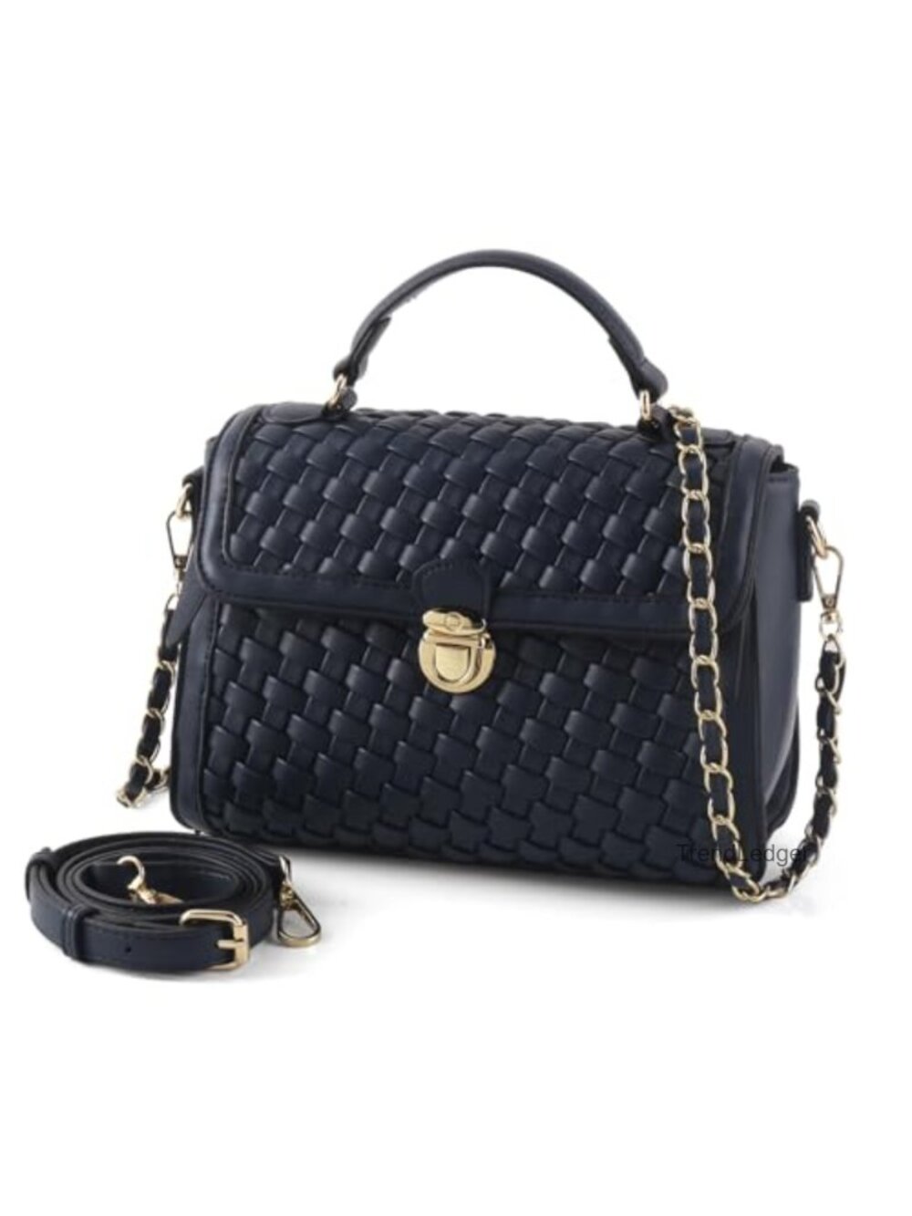 Hand Woven Vegan Leather Satchel Crossbody Bag with Top Handle